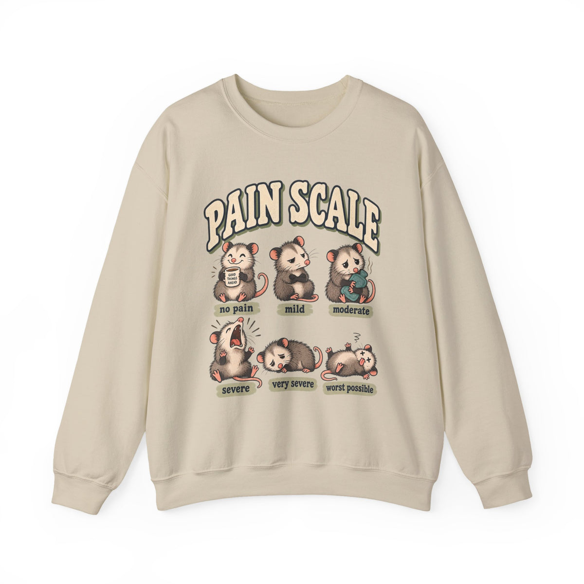 Pain Scale Opossum Sweatshirt in Sand