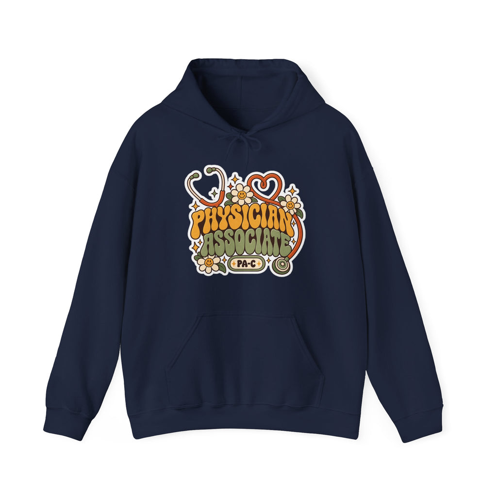 Physician Associate Retro Groovy Hoodie in Navy