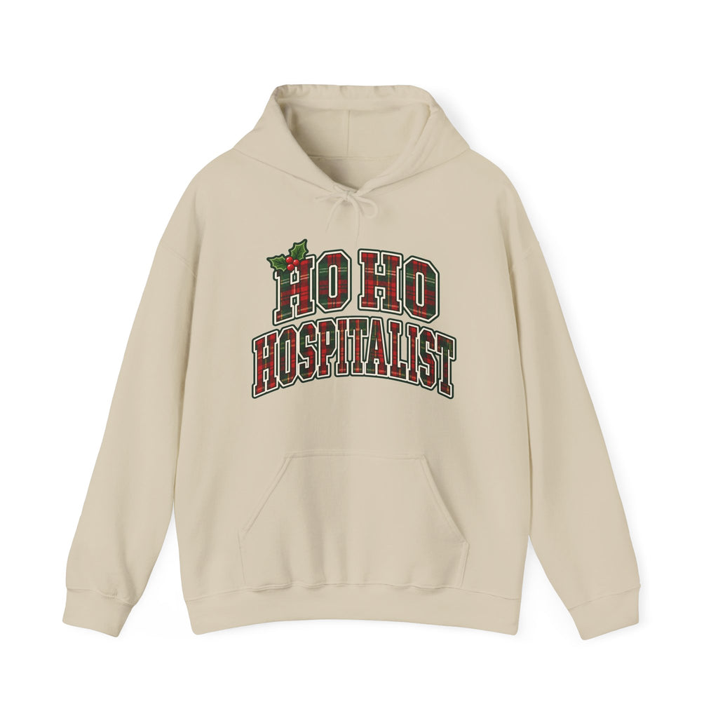 Ho Ho Hospitalist Plaid Hoodie in Sand
