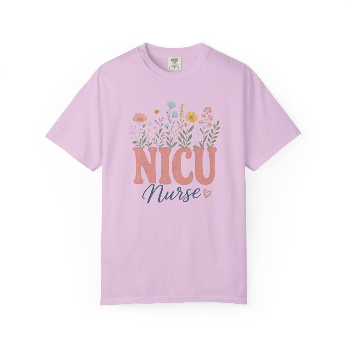 Pastel wildflower NICU Nurse Comfort Colors 1717 tee in Orchid