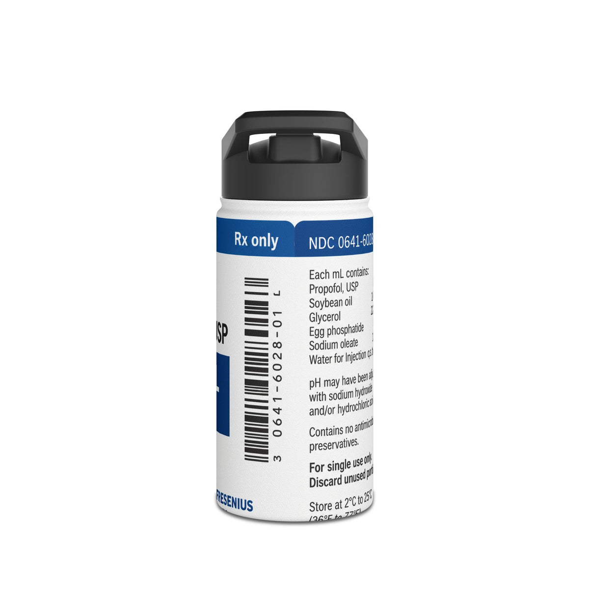Propofol Medication Label Water Bottle