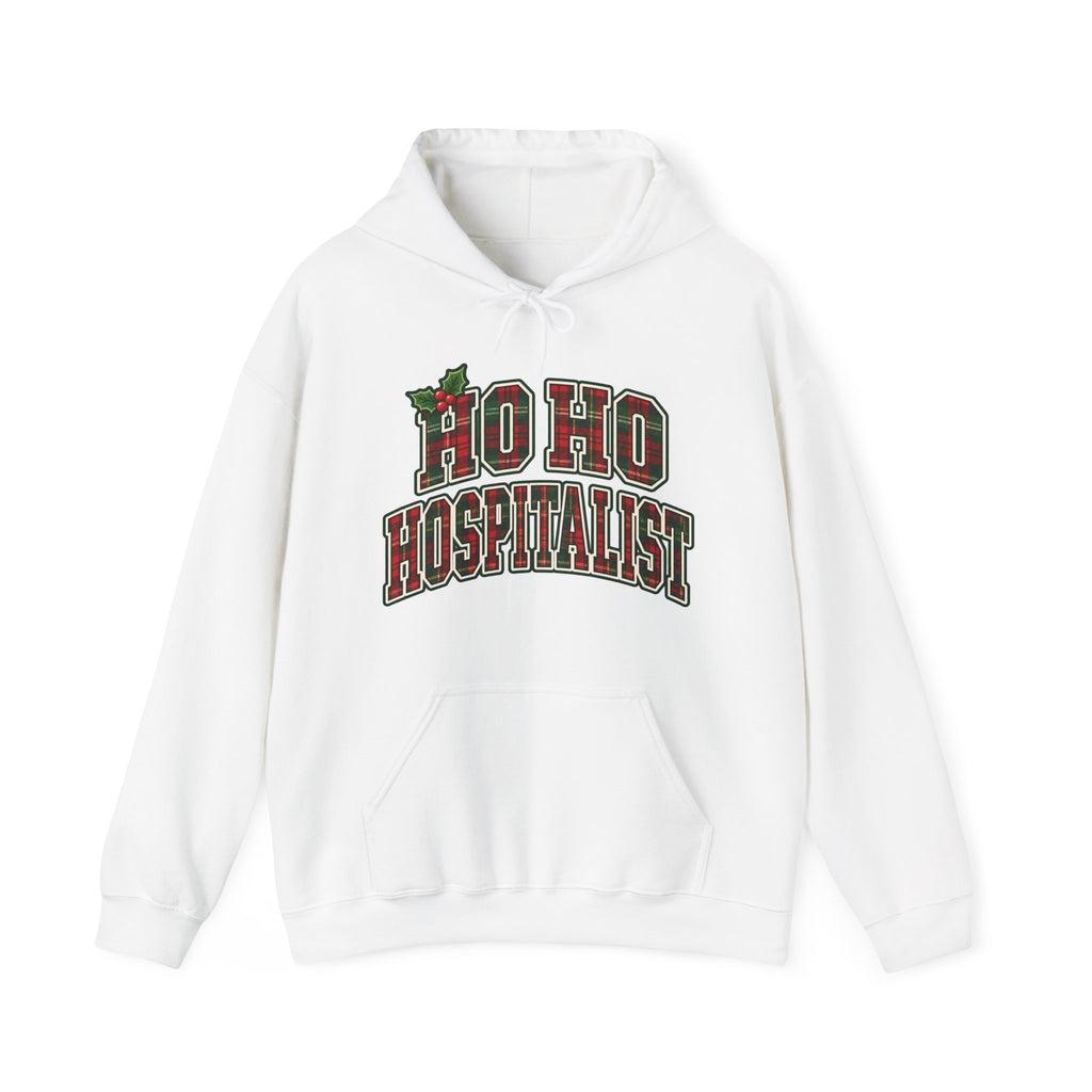 Ho Ho Hospitalist Plaid Hoodie in White