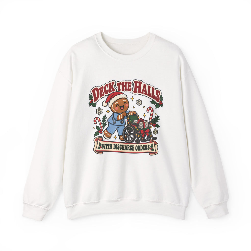 Deck the Halls with Discharge Orders Sweatshirt in White