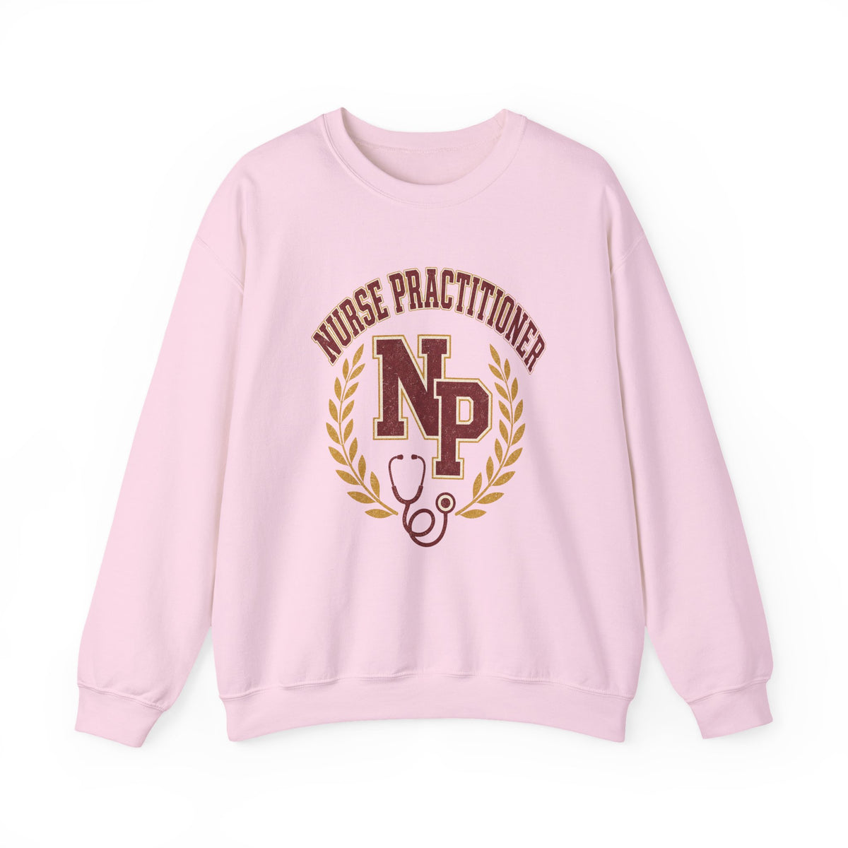 Light Pink Nurse Practitioner NP Gildan 18000 sweatshirt, native front product view