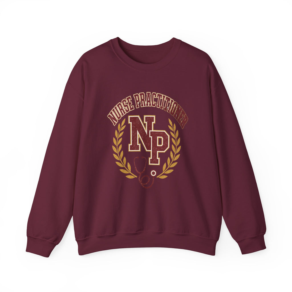 Maroon Nurse Practitioner NP Gildan 18000 sweatshirt, native front product view