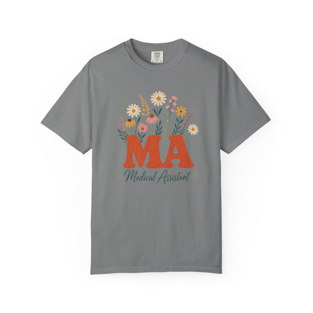 Floral Medical Assistant MA Comfort Colors 1717 tee in Grey