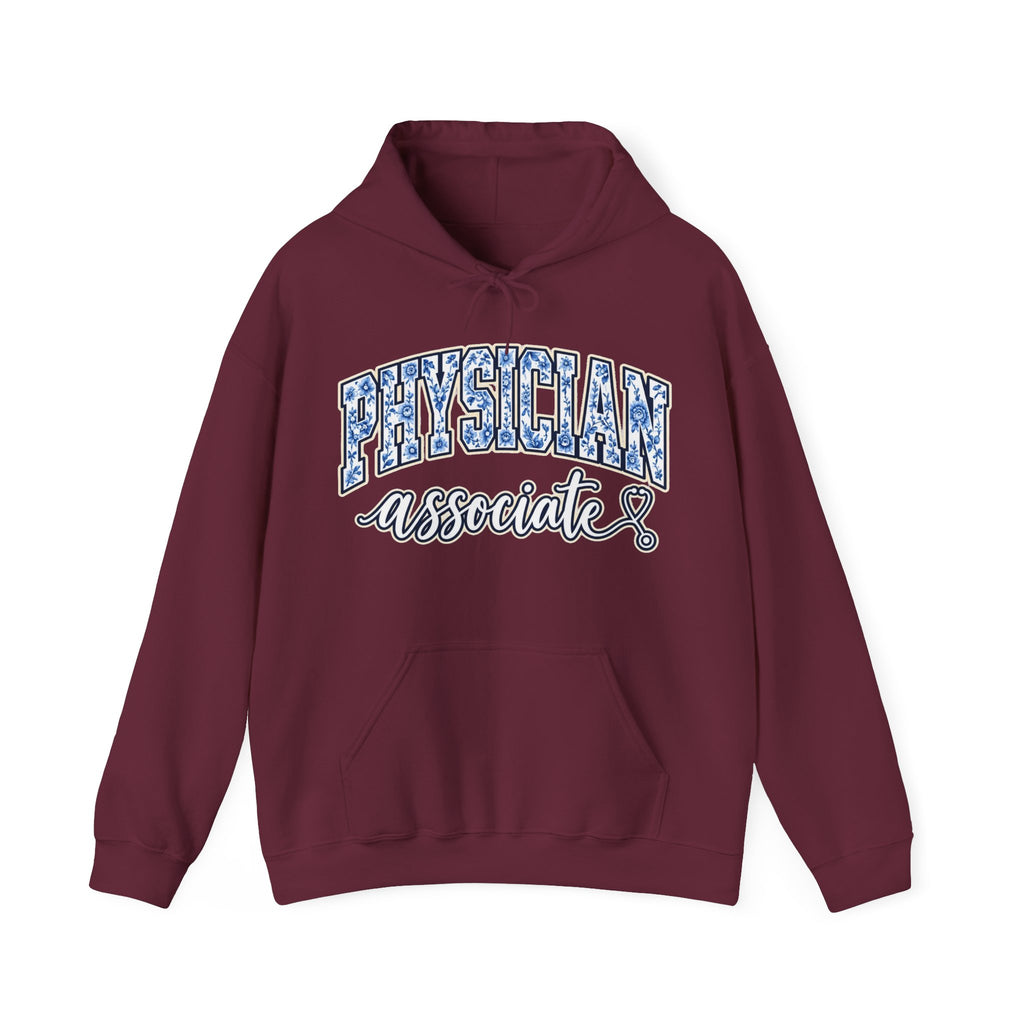 Physician Associate Floral Varsity Hoodie in Maroon