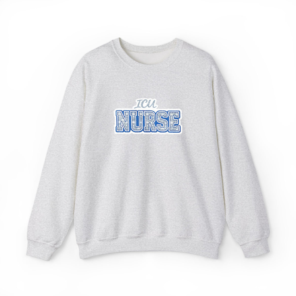 ICU Nurse Collegiate Embroidered Sweatshirt in Ash