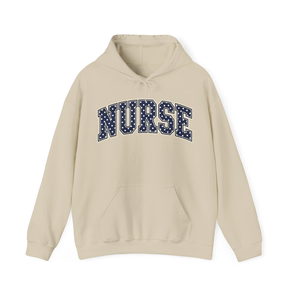 Nurse Polka Dot Varsity Hoodie in Sand