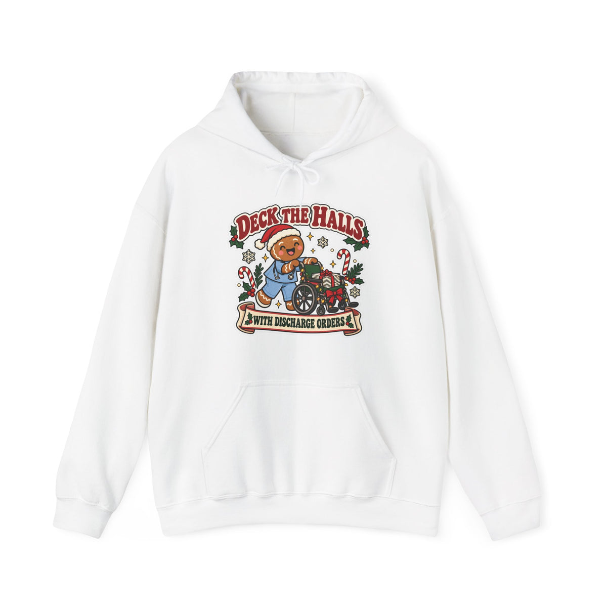 Deck the Halls with Discharge Orders Hoodie in White