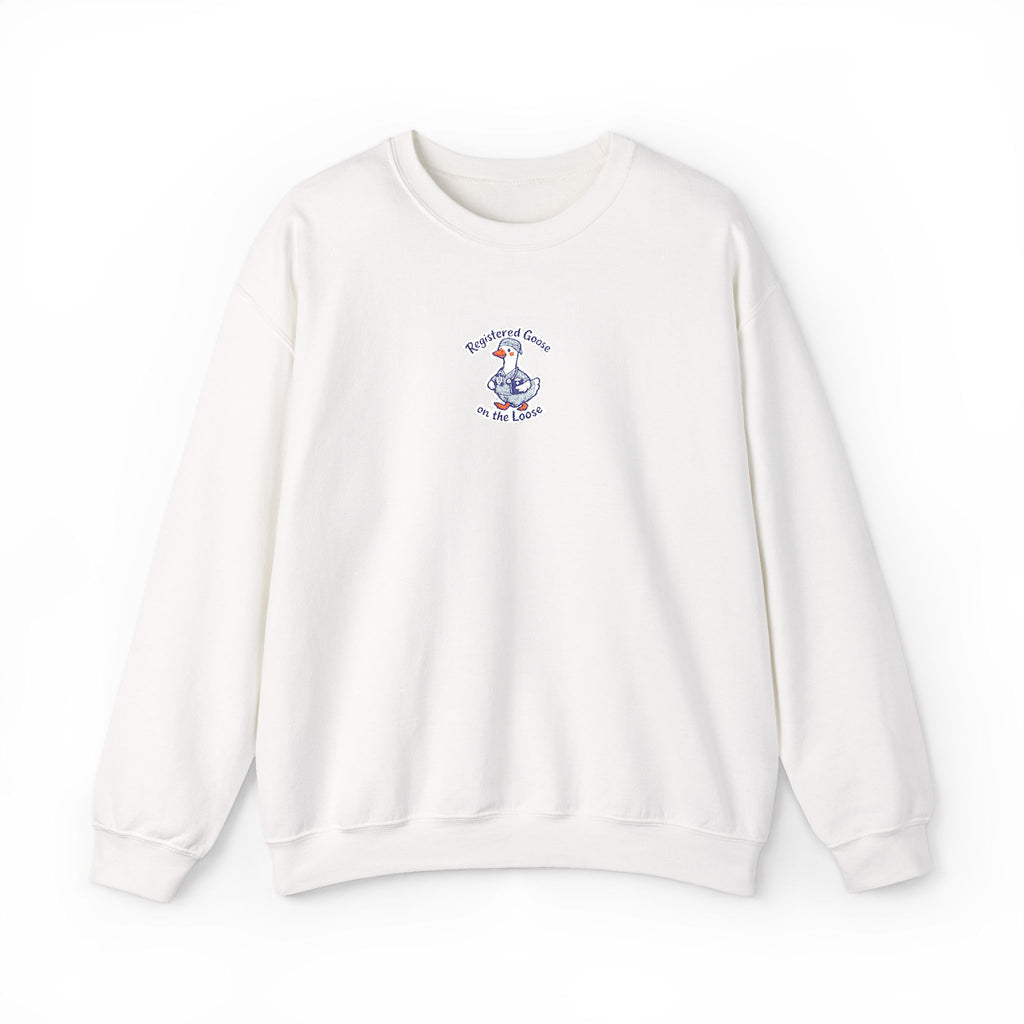 Registered Goose on the Loose Embroidered Sweatshirt in White