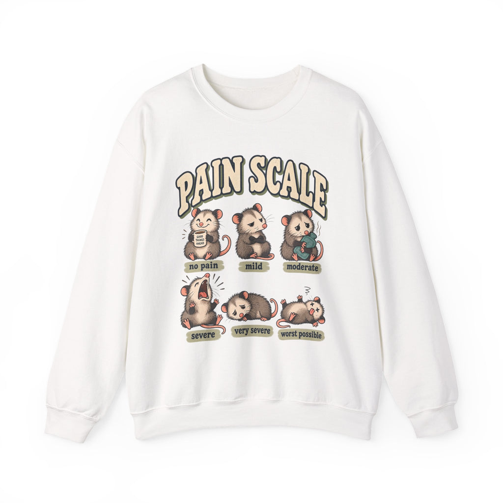 Pain Scale Opossum Sweatshirt in White