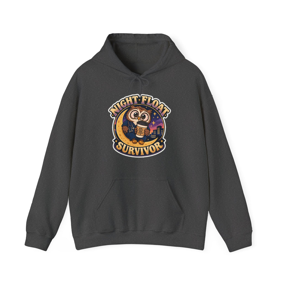 Night Float Survivor Hoodie in Dark Heather
