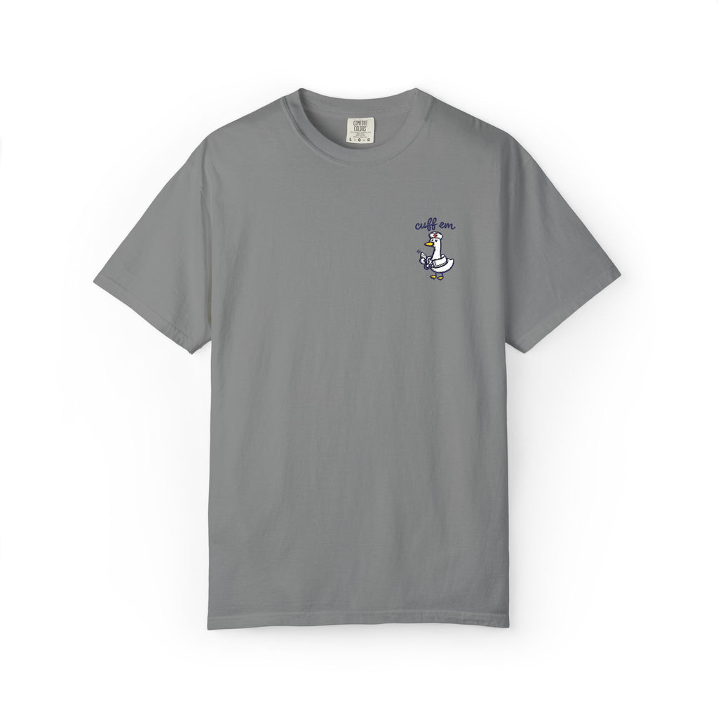 Cuff Em Goose Embroidered Shirt in Grey