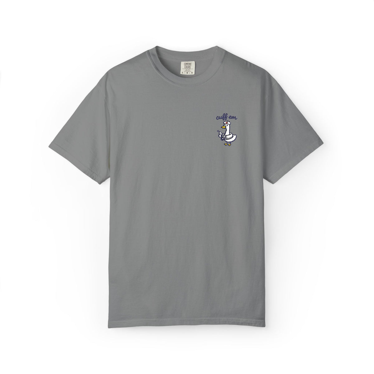 Cuff Em Goose Embroidered Shirt in Grey