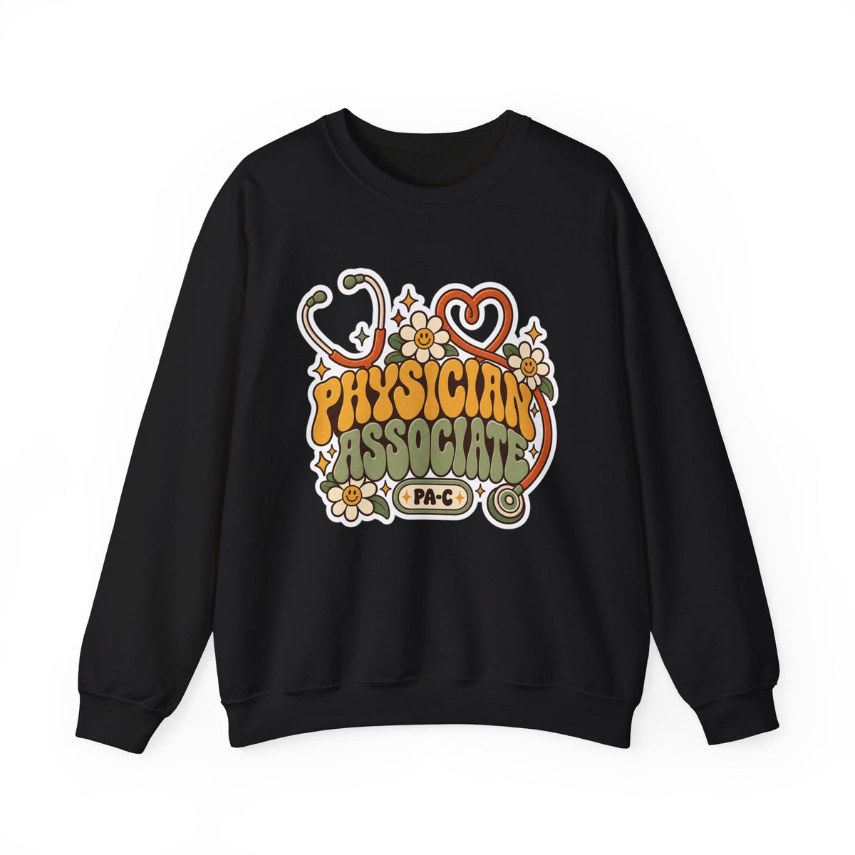 Physician Associate Retro Groovy Sweatshirt in Black