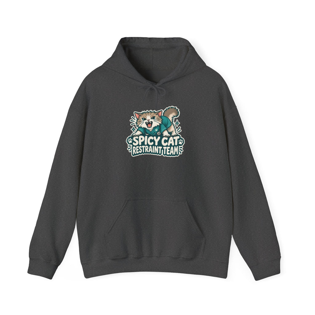 Spicy Cat Restraint Team Hoodie in Dark Heather