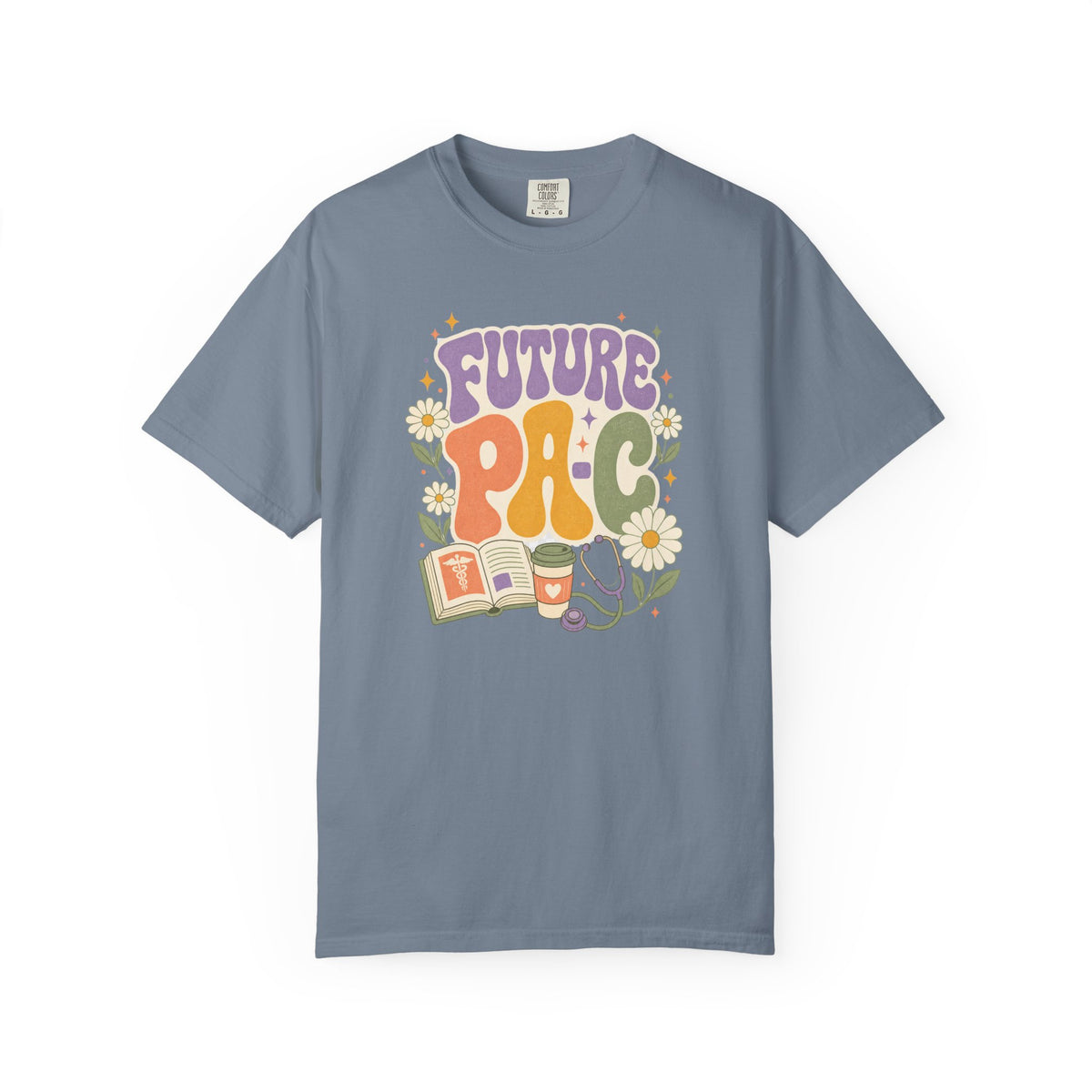 Future PA-C floral Comfort Colors 1717 tee in Blue Jean