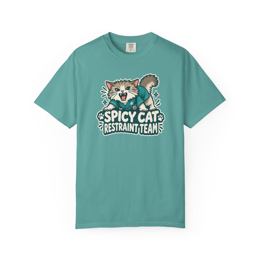 Spicy Cat Restraint Team Shirt in Seafoam
