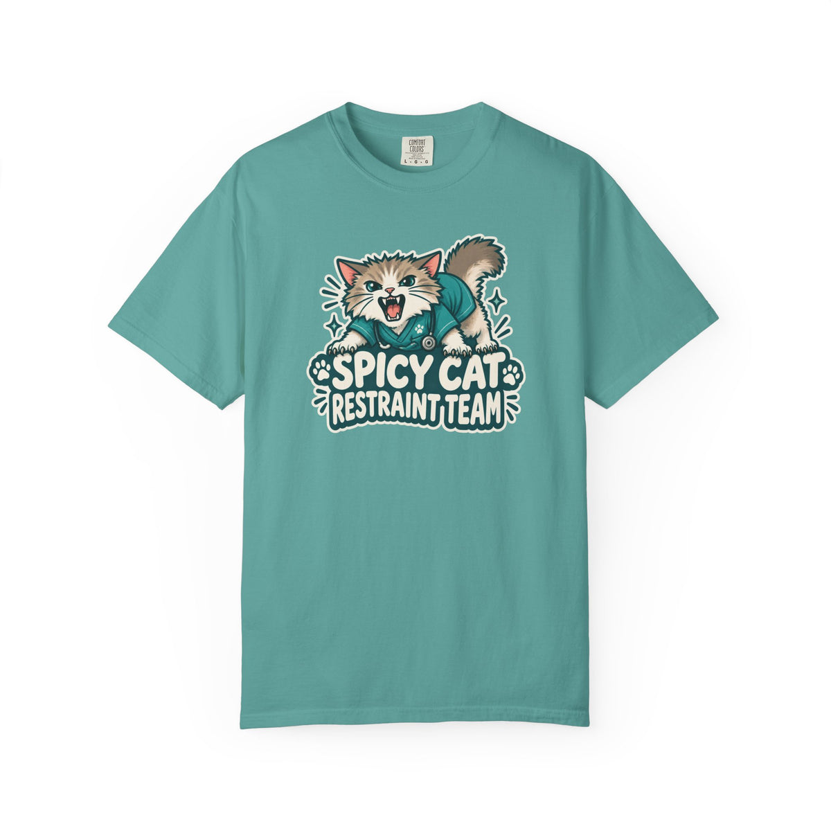 Spicy Cat Restraint Team Shirt in Seafoam
