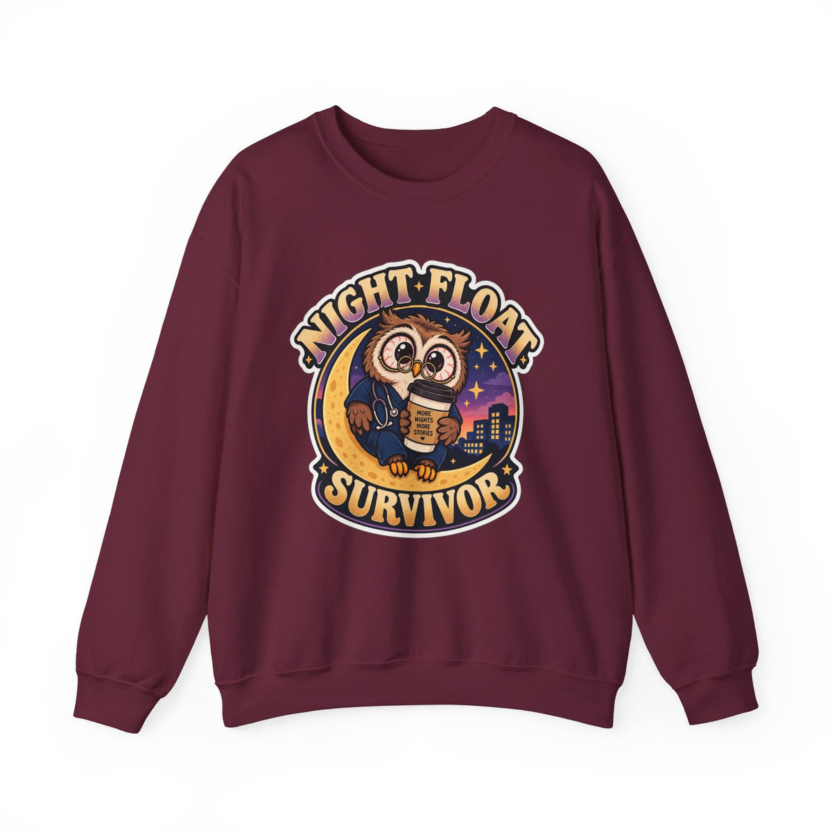 Night Float Survivor Sweatshirt in Maroon