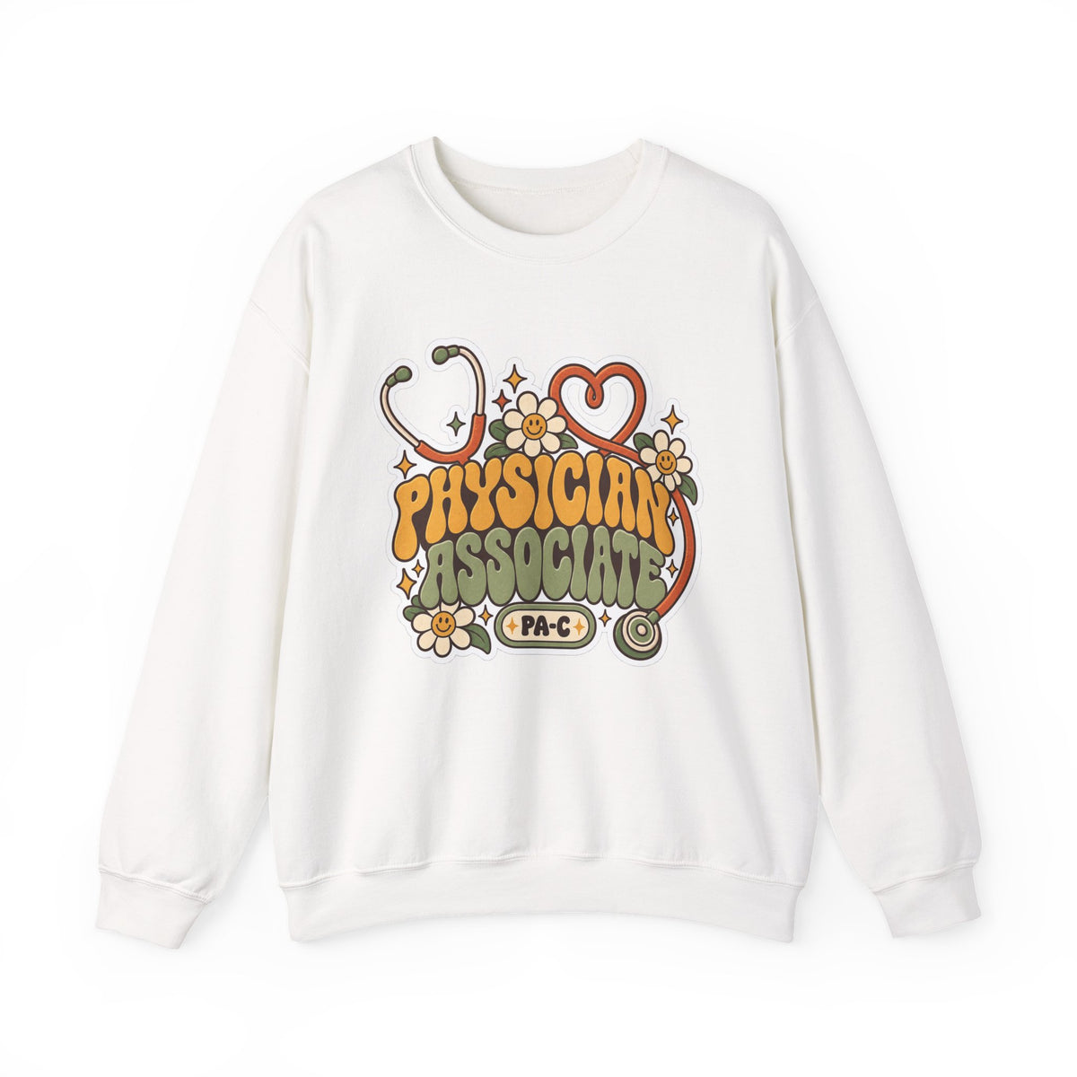 Physician Associate Retro Groovy Sweatshirt in White