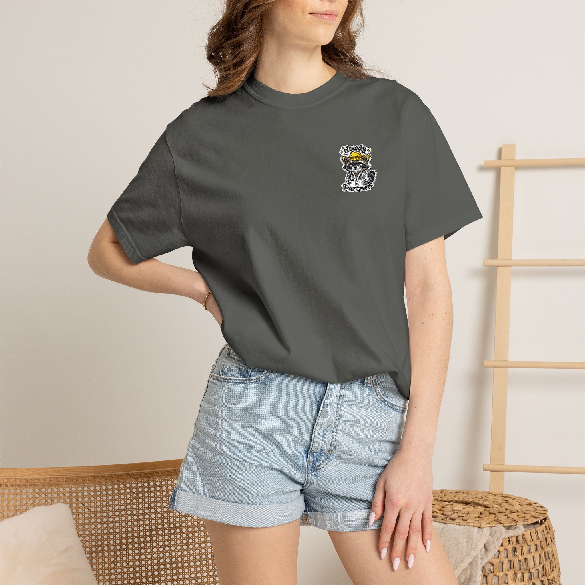 Howdy Partner Raccoon Comfort Colors T-Shirt | Western Medical Tee