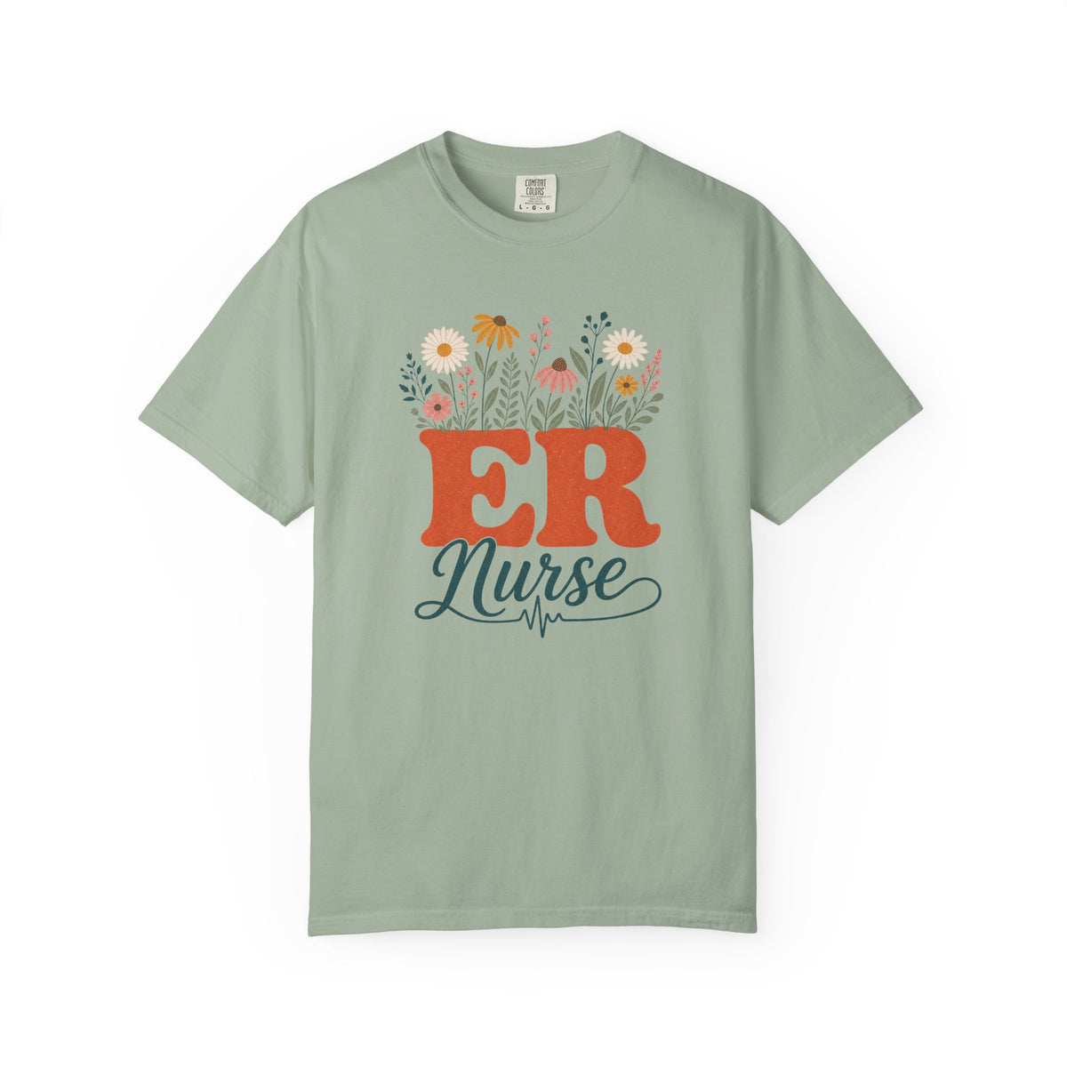 Wildflower ER Nurse Comfort Colors 1717 tee in Bay