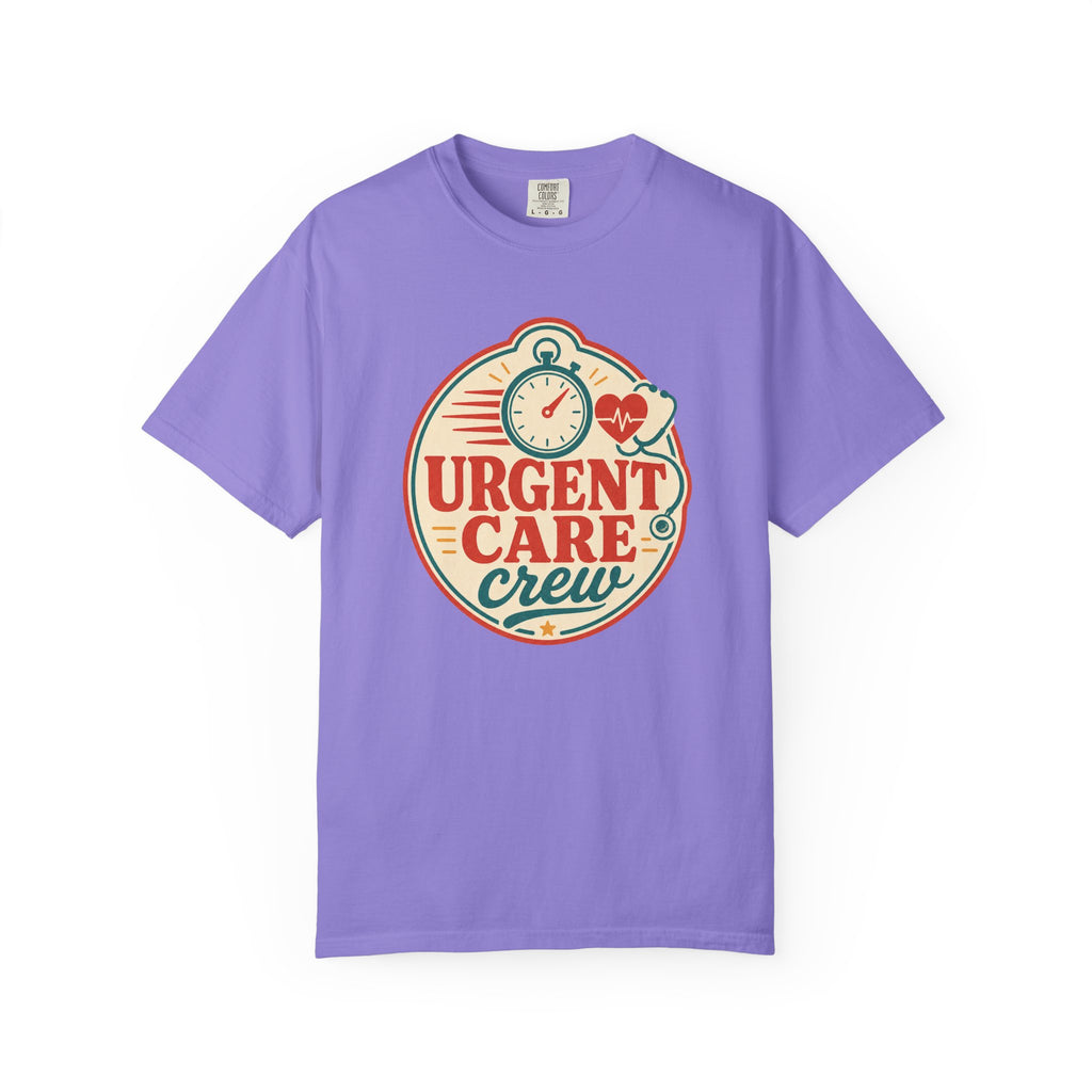 Urgent Care Crew printed Comfort Colors1717 tee in Violet