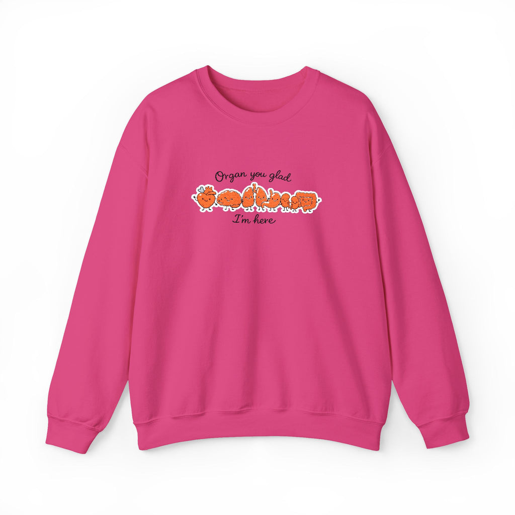Organ You Glad I'm Here Embroidered Sweatshirt in Heliconia