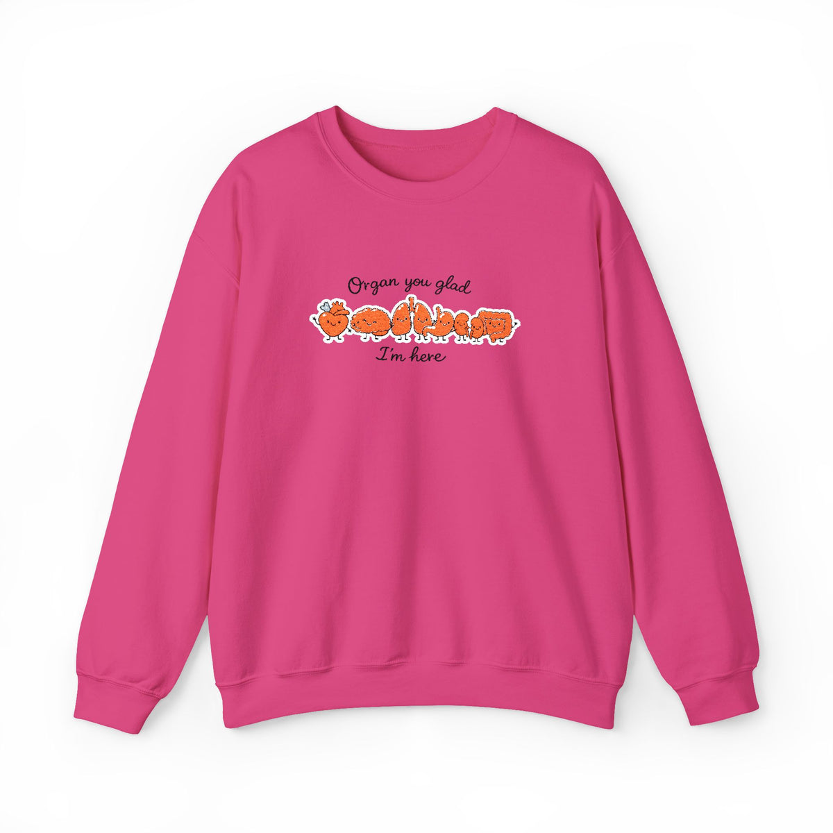 Organ You Glad I'm Here Embroidered Sweatshirt in Heliconia