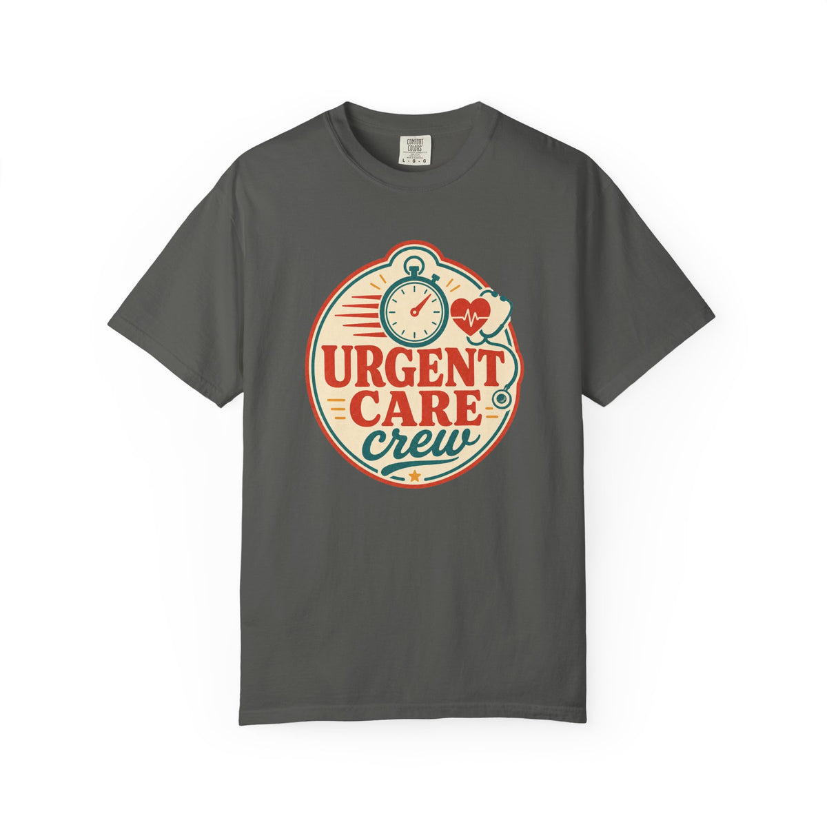 Urgent Care Crew printed Comfort Colors1717 tee in Pepper