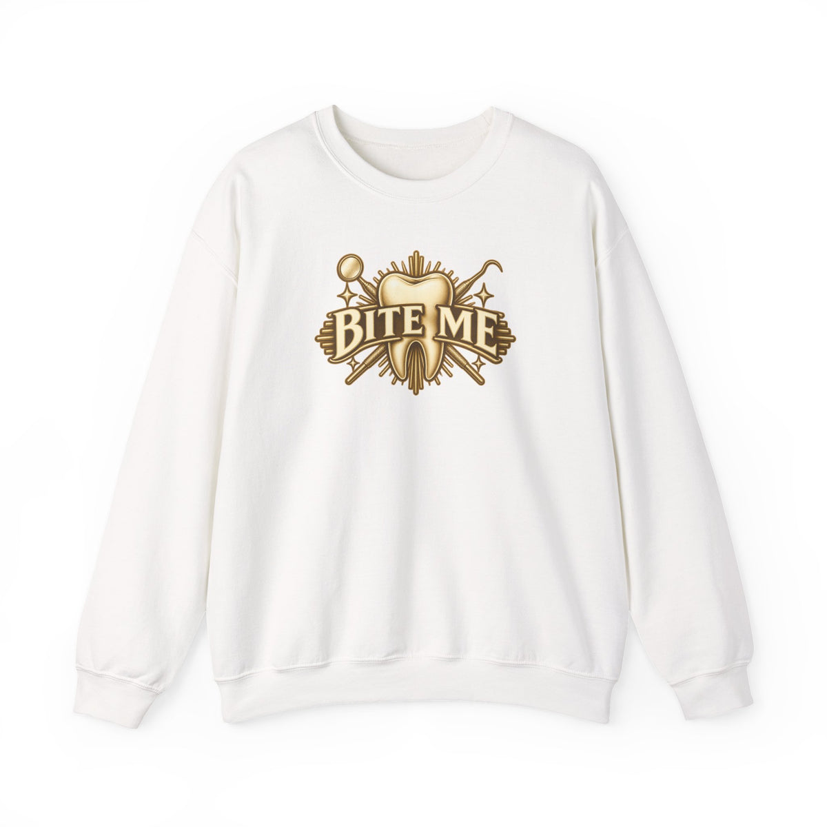 Bite Me Crest Sweatshirt in White