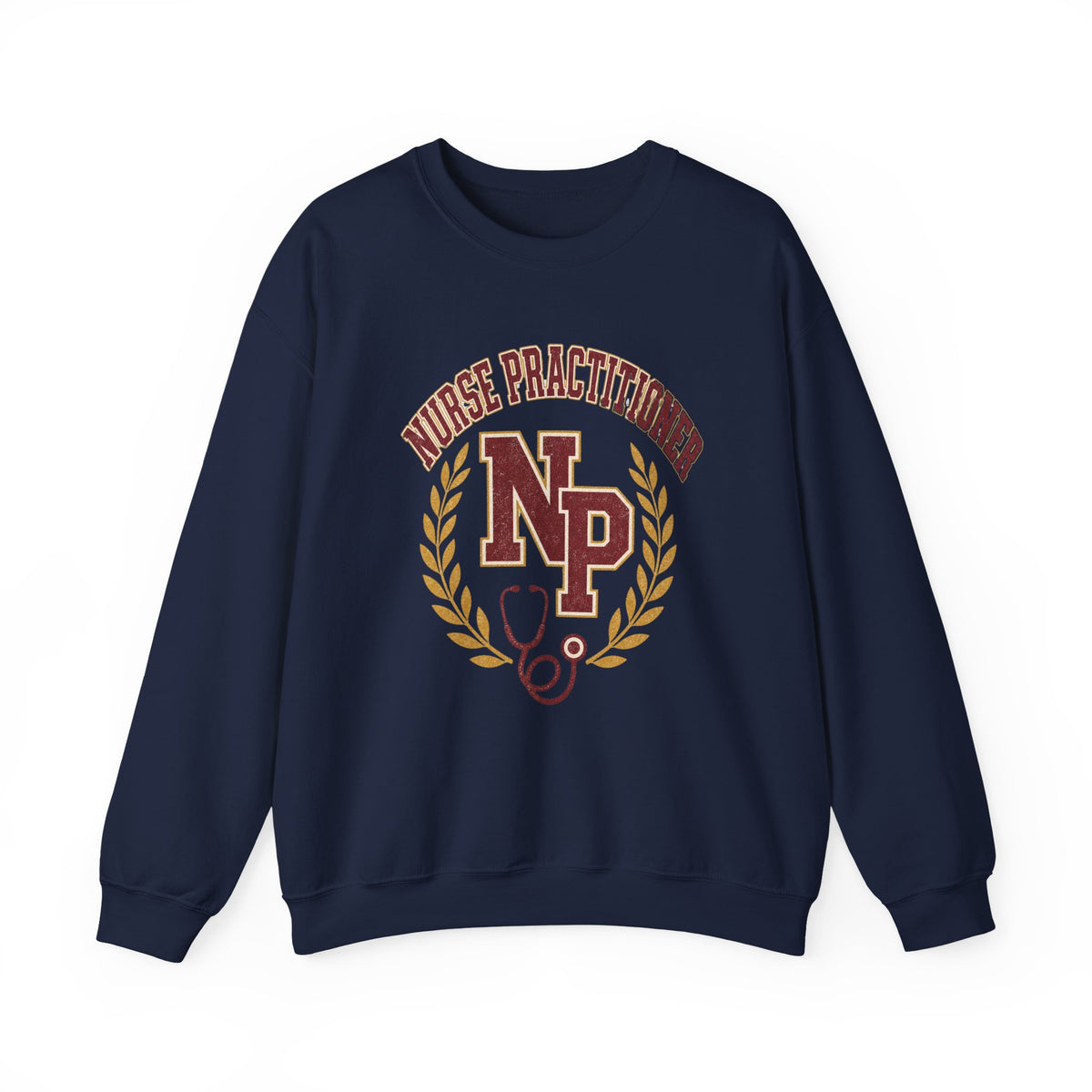 Navy Nurse Practitioner NP Gildan 18000 sweatshirt, native front product view