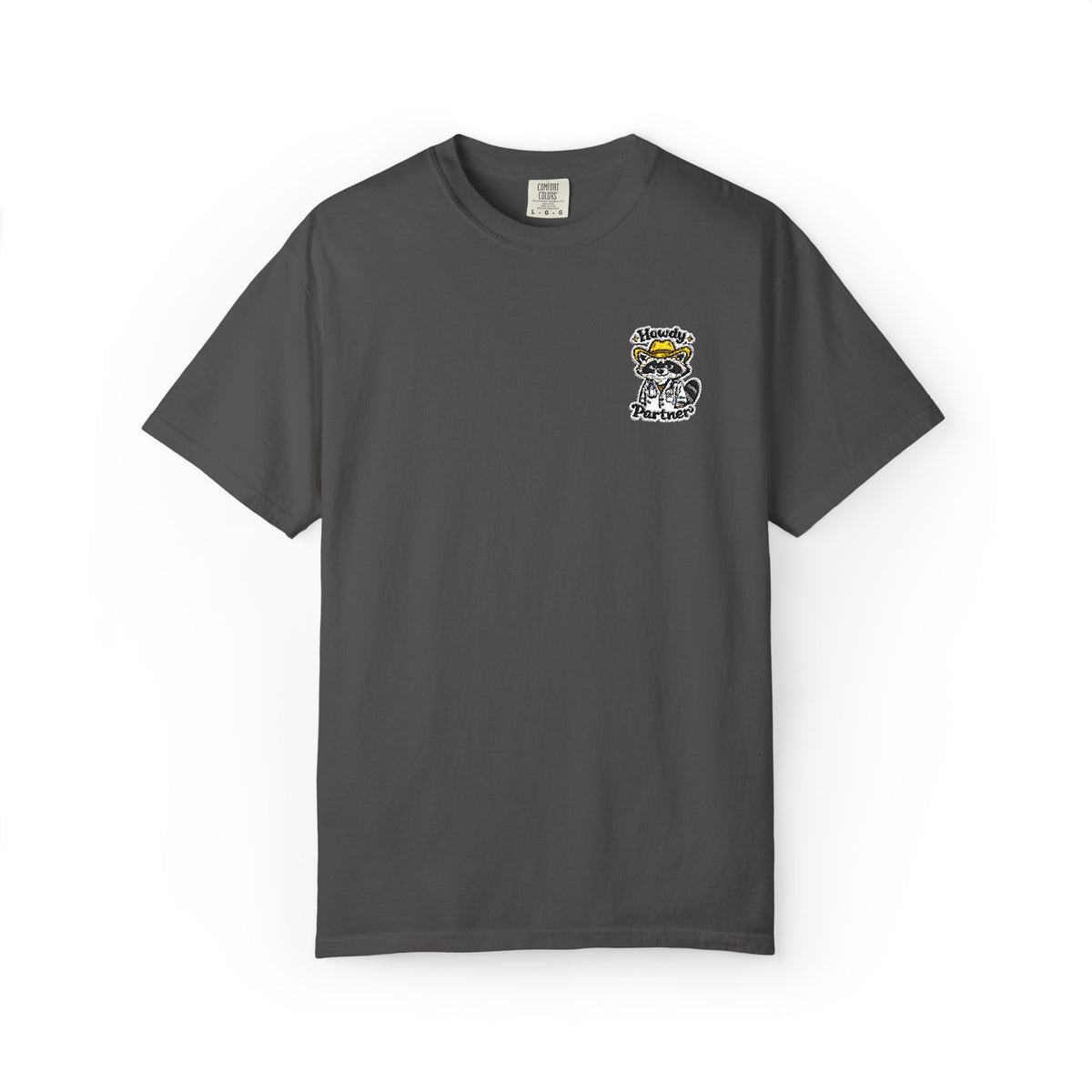 Howdy Partner Raccoon Doctor Embroidered Shirt in Graphite
