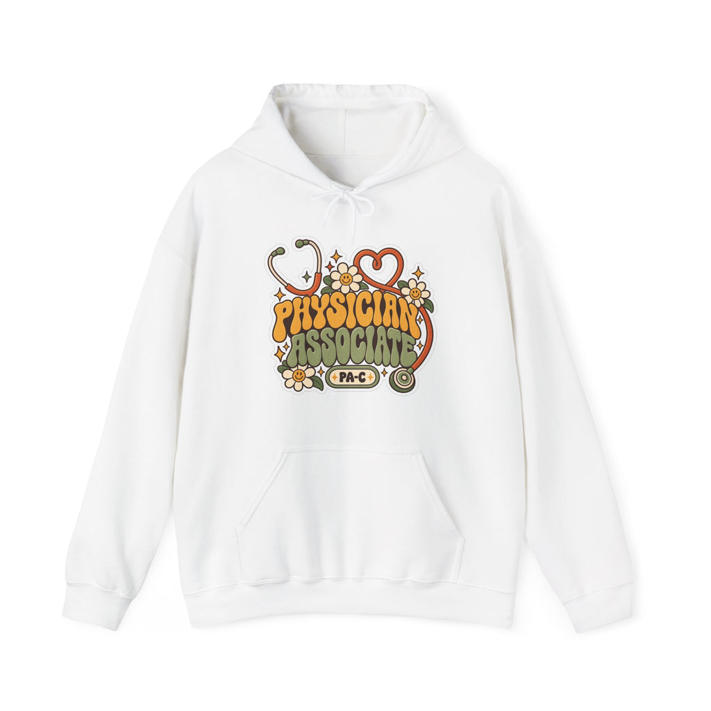 Physician Associate Retro Groovy Hoodie in White