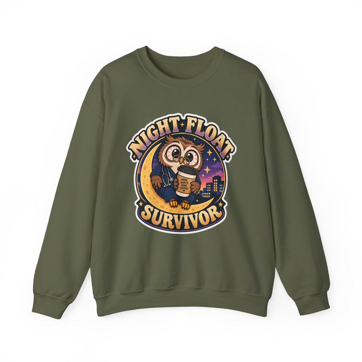 Night Float Survivor Sweatshirt in Military Green