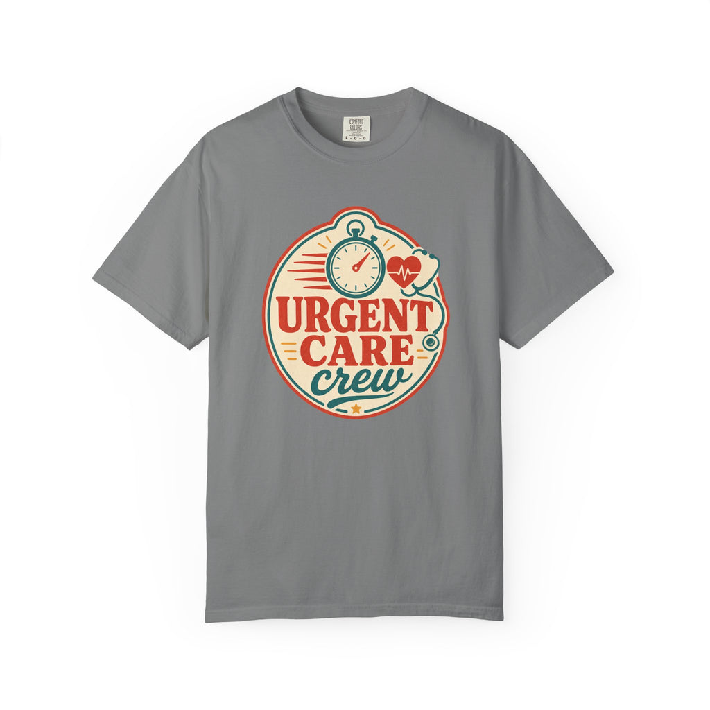 Urgent Care Crew printed Comfort Colors1717 tee in Grey