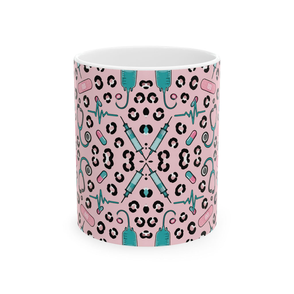Pink Leopard Stethoscope Mug
