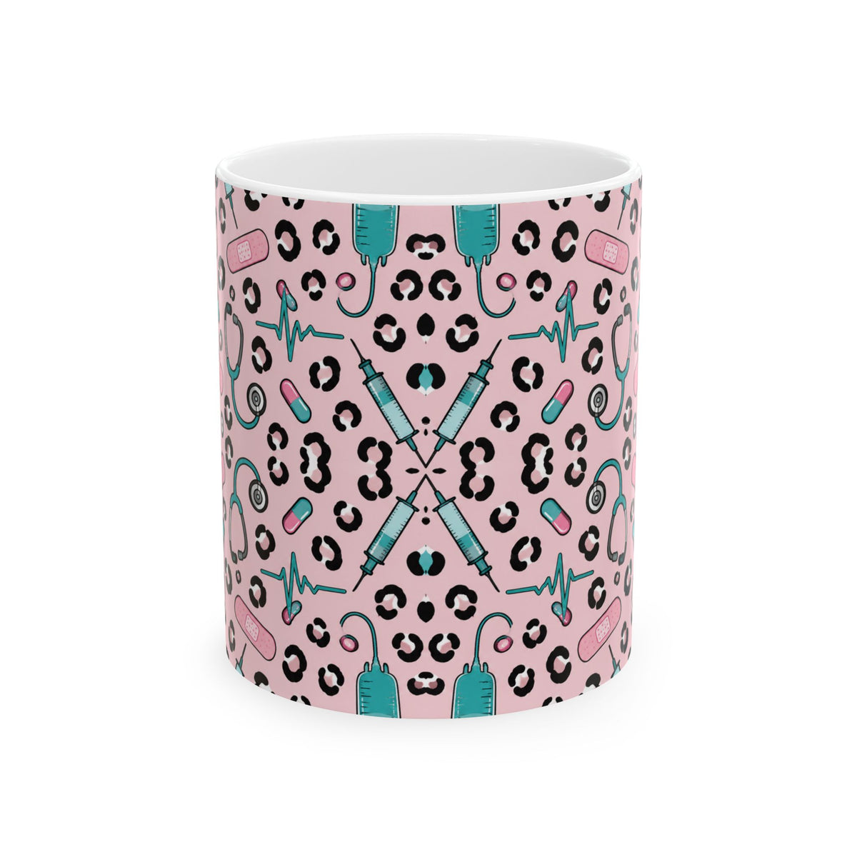 Pink Leopard Stethoscope Mug