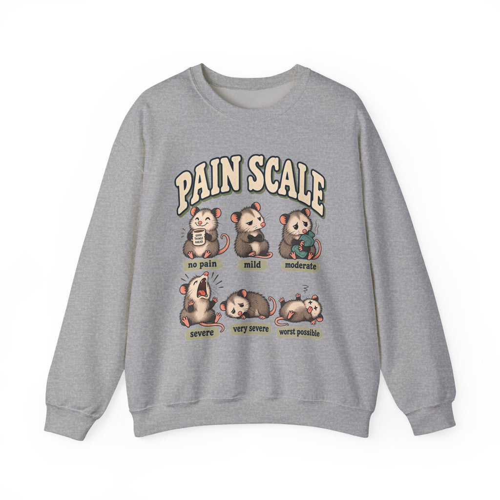 Pain Scale Opossum Sweatshirt in Sport Grey