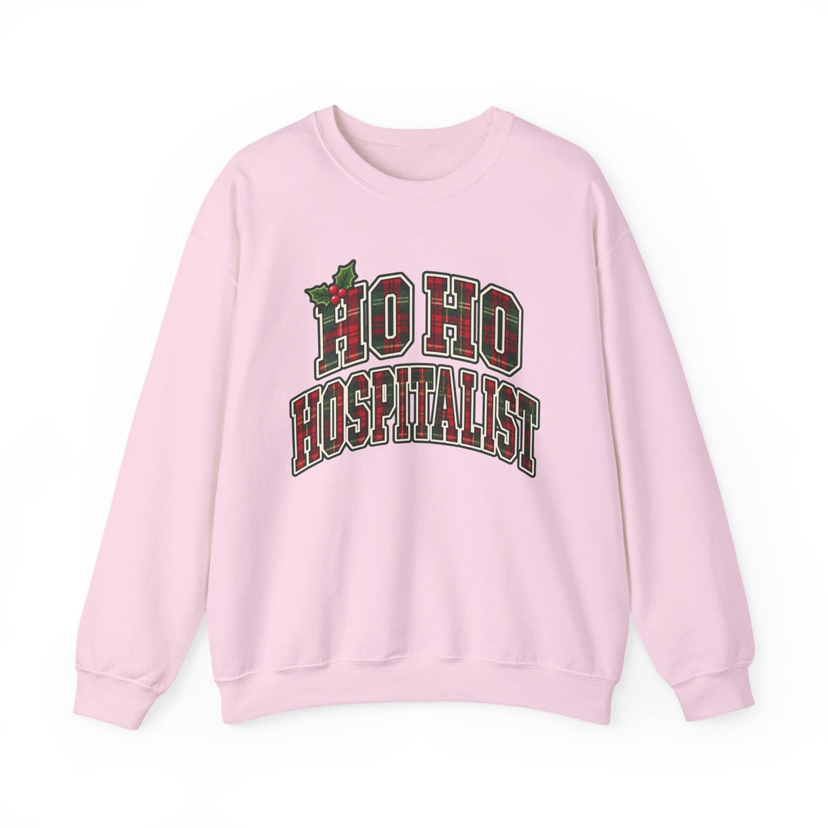Ho Ho Hospitalist Plaid Sweatshirt in Light Pink