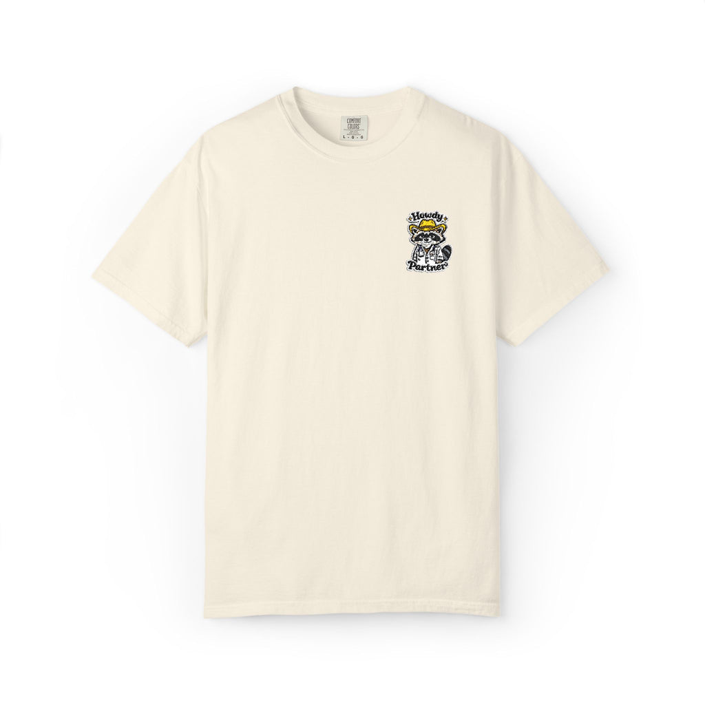 Howdy Partner Raccoon Doctor Embroidered Shirt in Ivory