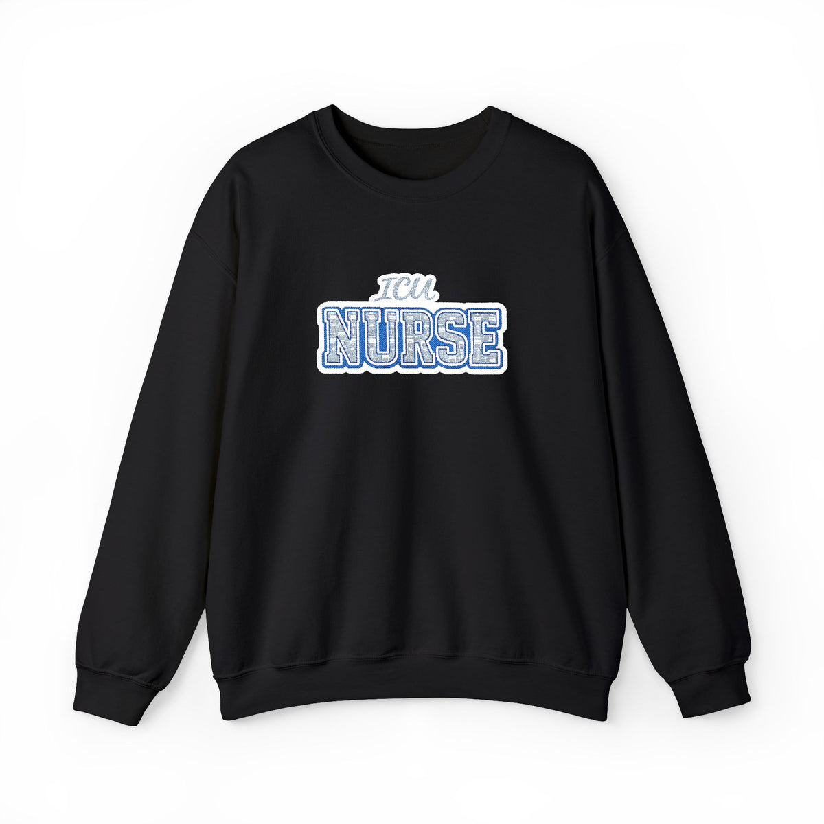 ICU Nurse Collegiate Embroidered Sweatshirt in Black