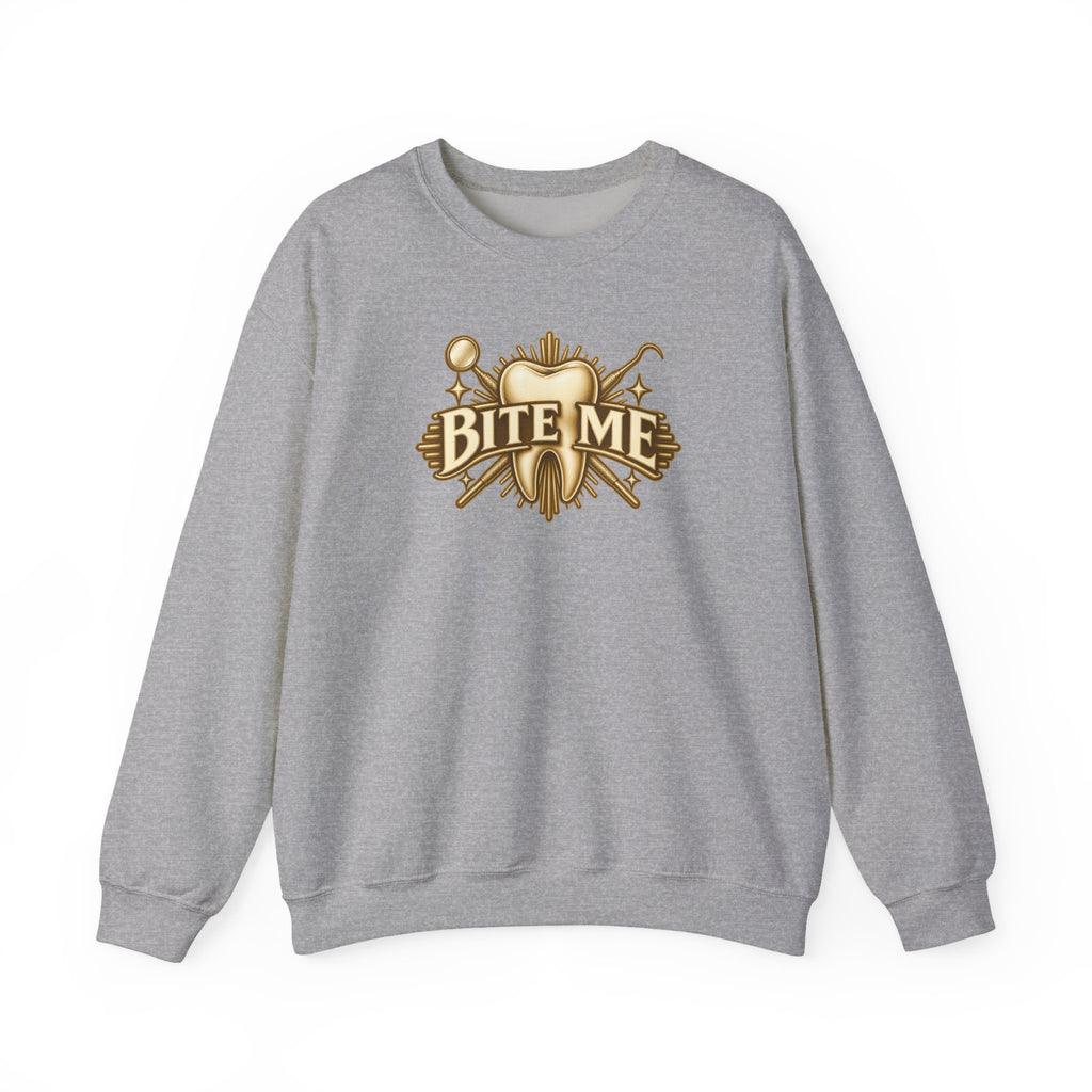 Bite Me Crest Sweatshirt in Sport Grey