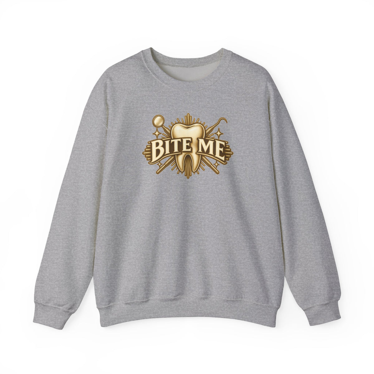 Bite Me Crest Sweatshirt in Sport Grey