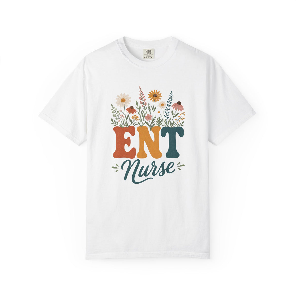 Wildflower ENT Nurse Comfort Colors 1717 tee in White