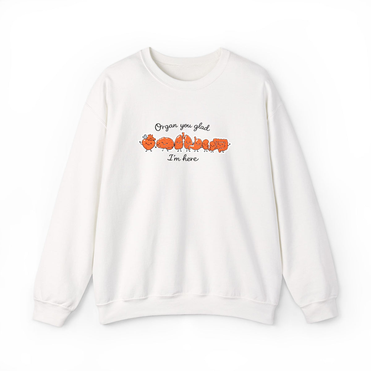 Organ You Glad I'm Here Embroidered Sweatshirt in White