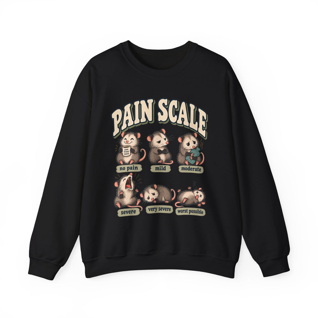 Pain Scale Opossum Sweatshirt in Black