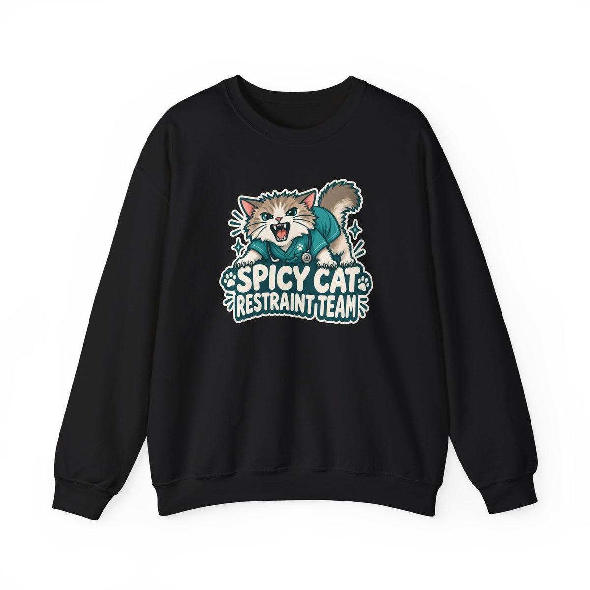 Spicy Cat Restraint Team Sweatshirt in Black
